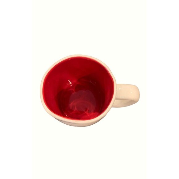 Rae Dunn JINGLE Large Ceramic Christmas Coffee Tea Cup Christmas Red Interior - Picture 5 of 7